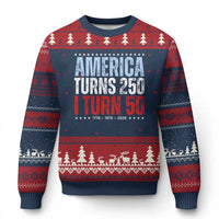 America Turns 250 I Turn 50 Ugly Christmas Sweater 50th Birthday 250th Anniversary USA Vintage 1976