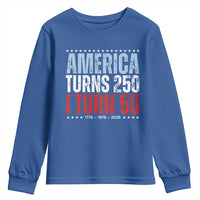 America Turns 250 I Turn 50 Youth Sweatshirt 50th Birthday 250th Anniversary USA Vintage 1976