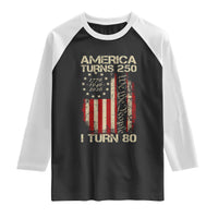 America Turns 250 I Turn 80 Raglan Shirt 80th Birthday 250th Anniversary USA Vintage 1946 Bday