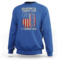 America Turns 250 I Turn 40 Sweatshirt 40th Birthday 250th Anniversary USA Vintage 1986 Bday
