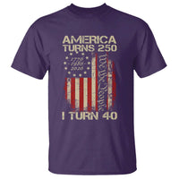 America Turns 250 I Turn 40 T Shirt 40th Birthday 250th Anniversary USA Vintage 1986 Bday