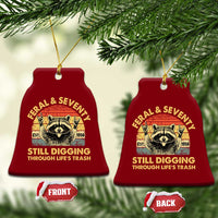 70th Birthday Raccoon Ceramic Ornament Feral And Seventy Still Digging Through Life's Trash Est 1956