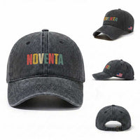 90th Birthday Noventa Washed Cotton Baseball Cap Spanish Mexican 90 Years Old Bday