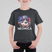 Funny 4th Of July T Shirt For Kid Meowica American Flag USA Cat - Wonder Print Shop