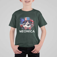 Funny 4th Of July T Shirt For Kid Meowica American Flag USA Cat - Wonder Print Shop
