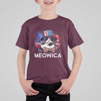 Funny 4th Of July T Shirt For Kid Meowica American Flag USA Cat - Wonder Print Shop