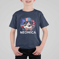 Funny 4th Of July T Shirt For Kid Meowica American Flag USA Cat - Wonder Print Shop