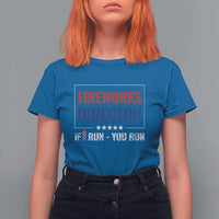 Funny 4th Of July T Shirt For Women Fireworks Director If I Run You Run America Flag - Wonder Print Shop