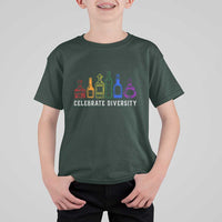 LGBTQ Pride T Shirt For Kid Celebrate Diversity LGBT Flag Wine Drinker - Wonder Print Shop