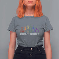 LGBTQ Pride T Shirt For Women Celebrate Diversity LGBT Flag Wine Drinker - Wonder Print Shop