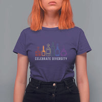 LGBTQ Pride T Shirt For Women Celebrate Diversity LGBT Flag Wine Drinker - Wonder Print Shop