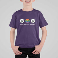 LGBTQ T Shirt For Kid Jesus Loves All His Sheep Gay Pride Woolly Sheep - Wonder Print Shop