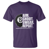 Billards Lover T Shirt Aim Shoot Swear Repeat Funny Pool Balls Cue - Wonder Print Shop