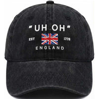 Funny Uh Oh England 1776 Washed Cotton Baseball Cap 4th Of July USA Union Jack Flag
