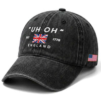 Funny Uh Oh England 1776 Washed Cotton Baseball Cap 4th Of July USA Union Jack Flag