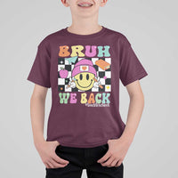 Bruh We Back T Shirt For Kid Back To School Retro Groovy Smiley Face - Wonder Print Shop