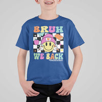Bruh We Back T Shirt For Kid Back To School Retro Groovy Smiley Face - Wonder Print Shop