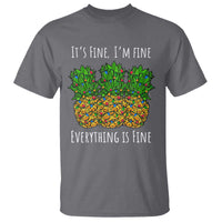 Funny Christmas In July Pineapple T Shirt It's Fine I'm Fine Everything Is Fine - Wonder Print Shop