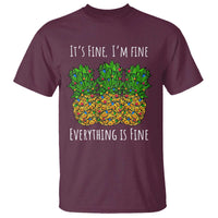 Funny Christmas In July Pineapple T Shirt It's Fine I'm Fine Everything Is Fine - Wonder Print Shop