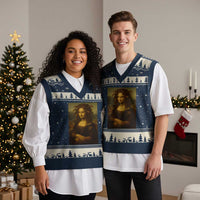 Medusa Mona Lisa V-Neck Knit Sweater Vest Greek Mythology Ancient - Wonder Print Shop