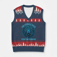 The Female Gaze Petrify The Patriarchy V-Neck Knit Sweater Vest Medusa Feminist - Wonder Print Shop