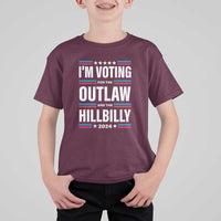 I'm Voting For the Outlaw and the Hillbilly 2024 T Shirt For Kid Retro Star US Flag - Wonder Print Shop