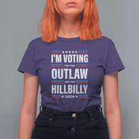 I'm Voting For the Outlaw and the Hillbilly 2024 T Shirt For Women Retro Star US Flag - Wonder Print Shop