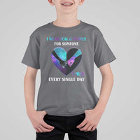Suicide Prevention Awareness T Shirt For Kid I Wear Teal And Purple For Someone I Miss Every Single Day Heart - Wonder Print Shop