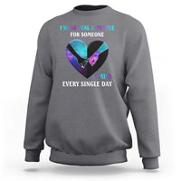 Suicide Prevention Awareness Sweatshirt I Wear Teal And Purple For Someone I Miss Every Single Day Heart - Wonder Print Shop