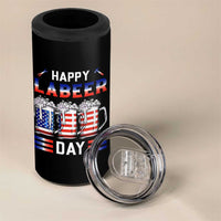 Funny Labor Day Drinking 4 in 1 Can Cooler Tumbler Labeer Day American Flag Beer Mug - Wonder Print Shop