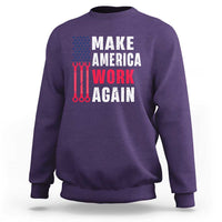 Make America Work Again Sweatshirt Labor Day Vintage American Flag Wrench Screw - Wonder Print Shop