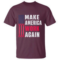 Make America Work Again T Shirt Labor Day Vintage American Flag Wrench Screw - Wonder Print Shop
