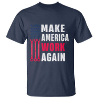 Make America Work Again T Shirt Labor Day Vintage American Flag Wrench Screw - Wonder Print Shop