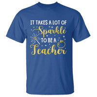 It Takes Lots of Sparkle To Be a Teacher T Shirt Back To School Golden Apple Star - Wonder Print Shop