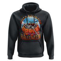 Just Waiting For Halloween Hoodie Spooky Skeleton Pumpkin Summer Vibes - Wonder Print Shop