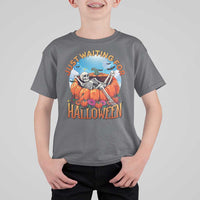 Just Waiting For Halloween T Shirt For Kid Spooky Skeleton Pumpkin Summer Vibes - Wonder Print Shop