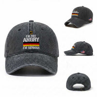 Funny I Am Not Angry I Am German Washed Cotton Baseball Cap Germany Flag German American