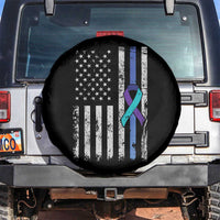 Police Suicide Prevention Awareness American Flag Ribbon Support Spare Tire Cover