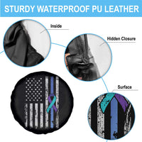 Police Suicide Prevention Awareness American Flag Ribbon Support Spare Tire Cover