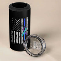 Police Suicide Prevention Awareness American Flag Ribbon Support 4 in 1 Can Cooler Tumbler