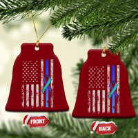 Police Suicide Prevention Awareness American Flag Ribbon Support Ceramic Ornament