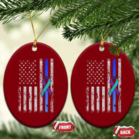 Police Suicide Prevention Awareness American Flag Ribbon Support Ceramic Ornament