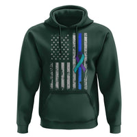 Police Suicide Prevention Awareness American Flag Ribbon Support Hoodie