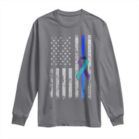 Police Suicide Prevention Awareness American Flag Ribbon Support Long Sleeve Shirt