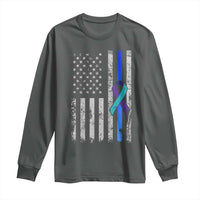 Police Suicide Prevention Awareness American Flag Ribbon Support Long Sleeve Shirt