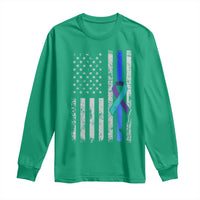 Police Suicide Prevention Awareness American Flag Ribbon Support Long Sleeve Shirt
