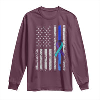 Police Suicide Prevention Awareness American Flag Ribbon Support Long Sleeve Shirt
