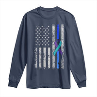 Police Suicide Prevention Awareness American Flag Ribbon Support Long Sleeve Shirt