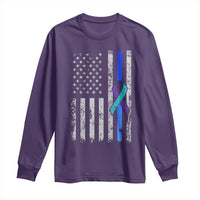 Police Suicide Prevention Awareness American Flag Ribbon Support Long Sleeve Shirt