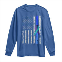 Police Suicide Prevention Awareness American Flag Ribbon Support Long Sleeve Shirt